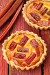 Rhubarb & saffron cream tart
