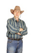 Photo: Man in a cowboy hat isolated on white background Man in a cowboy hat isolated on white background