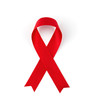 Red ribbon isolated on white background
