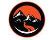 High mountain peaks, circle logo,icon,sign,vector
