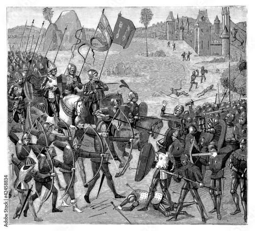 Illustration: Conflict France-England - 14th century Conflict France-England - 14th century