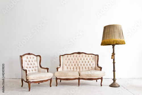 Photo: vintage luxury armchair in white room vintage luxury armchair in white room