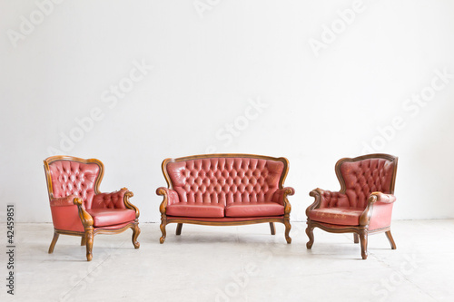 Photo: vintage luxury armchair in white room vintage luxury armchair in white room