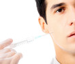 Doctor with syringe, isolated