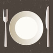 Place setting with plate, knife and fork