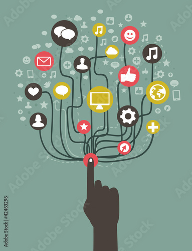 Vector: vector internet concept - with social media icons vector internet concept - with social media icons