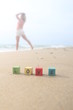 LOVE - written on wood cubes at the beach