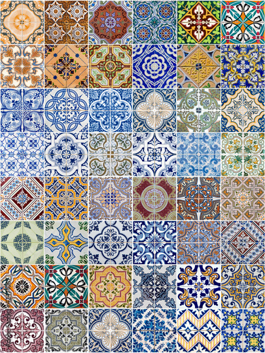 Photo: Set of 48 ceramic tiles patterns Set of 48 ceramic tiles patterns