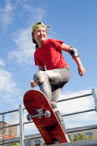 Photo: little girl - skateboarder little girl - skateboarder