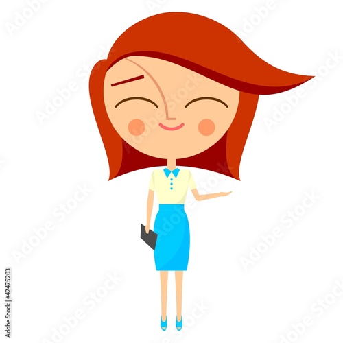 Illustration: Cute businesswoman showing something Cute businesswoman showing something