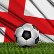 Illustration: Soccer ball on grass on National Flag. Country England Soccer ball on grass on National Flag. Country England