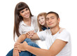 Happy family of three