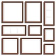 Vector empty frames of wenge wood in various standard formats.