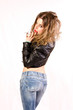 Sensual girl fashion against white background