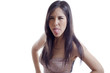 Young woman pulling her tongue out