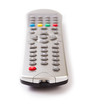 Silver TV remote control isolated on white background