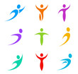 Abstract icon set. Flying, levitating, rushing activity