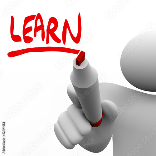 Illustration: Learn Word Written Man With Marker Teaching Learn Word Written Man With Marker Teaching