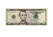 Foto: American five dollar banknote isolated over white American five dollar banknote isolated over white