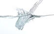 Pouring  fresh water over white background