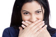 Happy Young Woman Covering Mouth