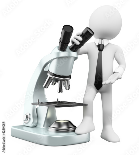 Illustration: 3D white people. Research and development 3D white people. Research and development