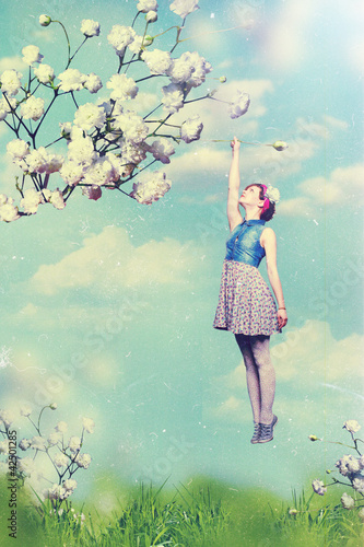 Photo: art collage with beautiful woman art collage with beautiful woman
