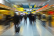 People travel.Radial blur.