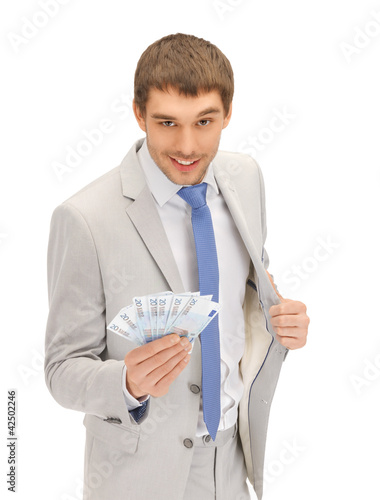 Photo: handsome man with euro cash money handsome man with euro cash money