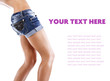 Sexy woman legs, in jean shorts