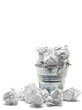 Waste basket with crumpled papers