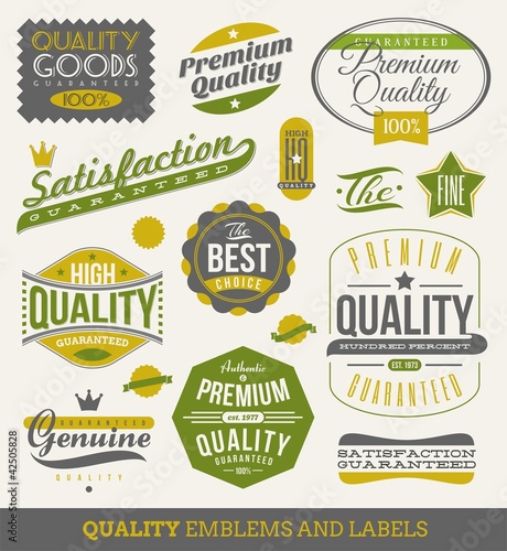 Vector: Guaranteed and quality - vector signs, emblems and labels Guaranteed and quality - vector signs, emblems and labels