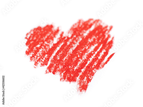Photo: coeur dessiné au crayon rouge coeur dessiné au crayon rouge