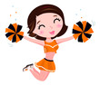 Happy cheerleader girl isolated on white