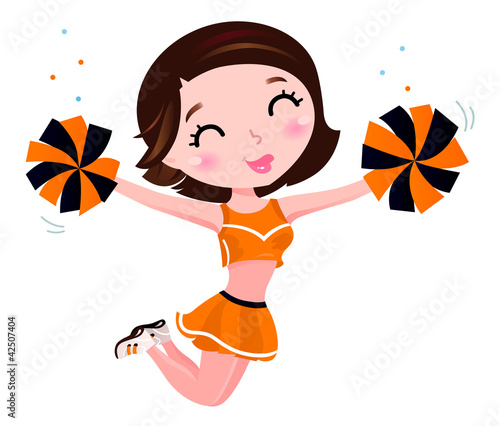 Vector: Happy cheerleader girl isolated on white Happy cheerleader girl isolated on white