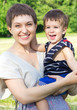 Young mother with son outdoor