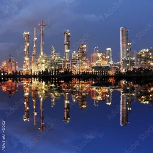 Photo: Reflection of petrochemical plant at night Reflection of petrochemical plant at night