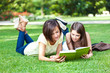 Students studying at the park