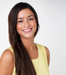 Long, luxuriant hair framing a confident face
