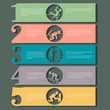 Numbered banners with humoristic silhouettes drunken men
