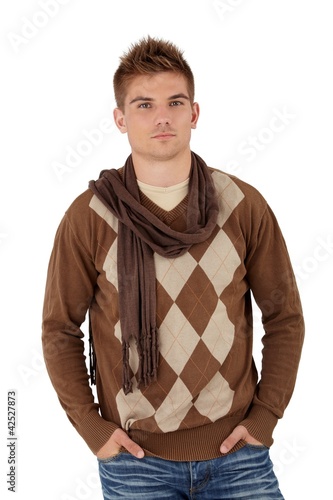 Foto: Trendy young man posing in scarf Trendy young man posing in scarf