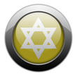 Yellow Metallic Orb Button "Star Of David"