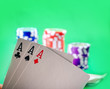 Card and chips for poker