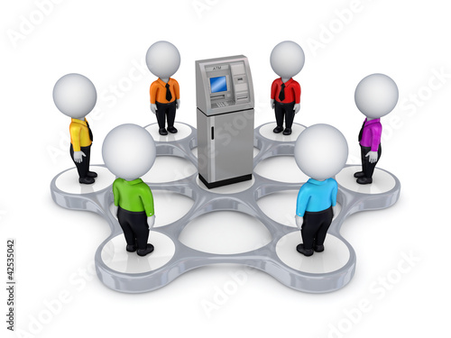 Illustration: 3d small people around ATM 3d small people around ATM