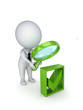 3d small person with a loupe in a hands.