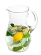 Pitcher refreshing drink isolated on white background