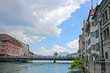 View of town on the river . Lucerne. Switzerland 