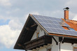 Solar panels on the roof of te small house