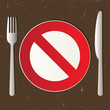 Cutlery and prohibited sign