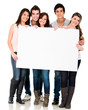 Group of people with banner